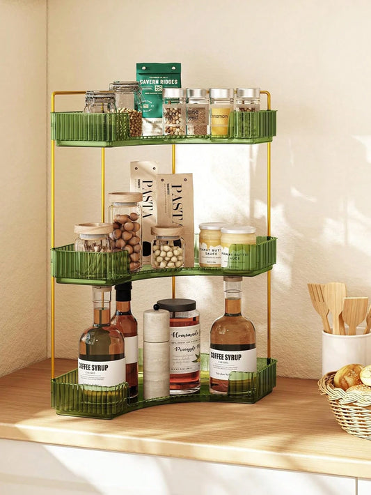 3layer Corner Standing Racks, Independent Plastic 3-Layer Cosmetics And Bathroom Finishing Racks, Suitable For Tables And Kitchen Storage
