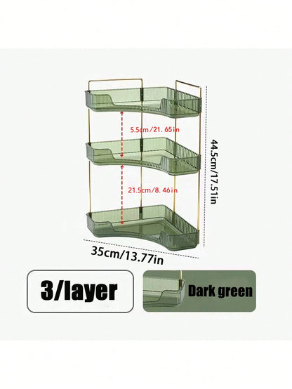 3layer Corner Standing Racks, Independent Plastic 3-Layer Cosmetics And Bathroom Finishing Racks, Suitable For Tables And Kitchen Storage
