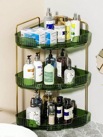 3layer Corner Standing Racks, Independent Plastic 3-Layer Cosmetics And Bathroom Finishing Racks, Suitable For Tables And Kitchen Storage