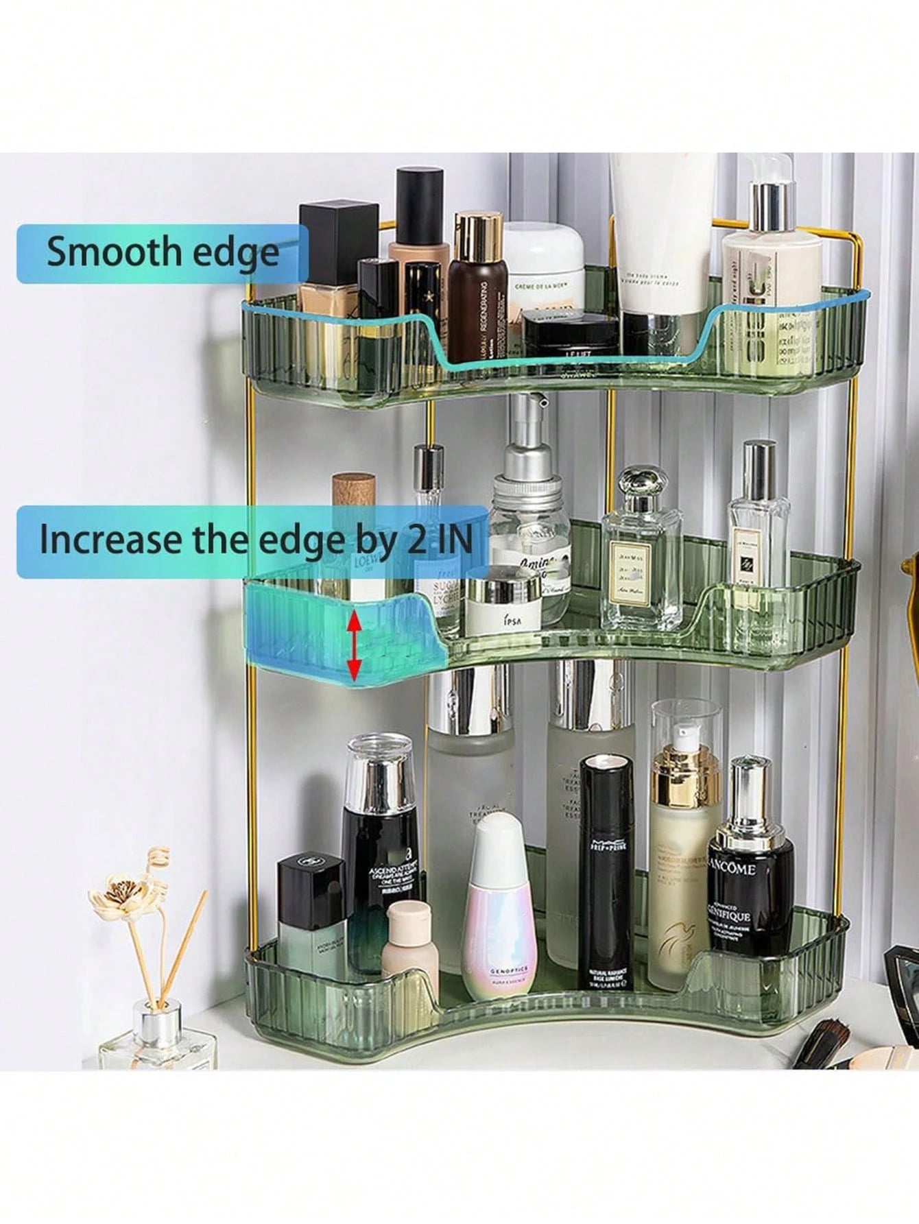 3layer Corner Standing Racks, Independent Plastic 3-Layer Cosmetics And Bathroom Finishing Racks, Suitable For Tables And Kitchen Storage