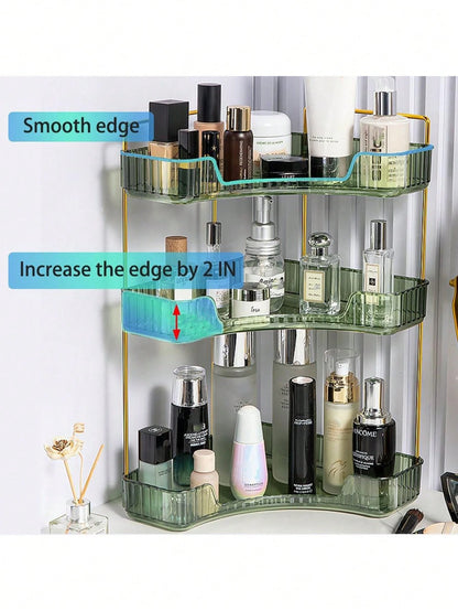 3layer Corner Standing Racks, Independent Plastic 3-Layer Cosmetics And Bathroom Finishing Racks, Suitable For Tables And Kitchen Storage