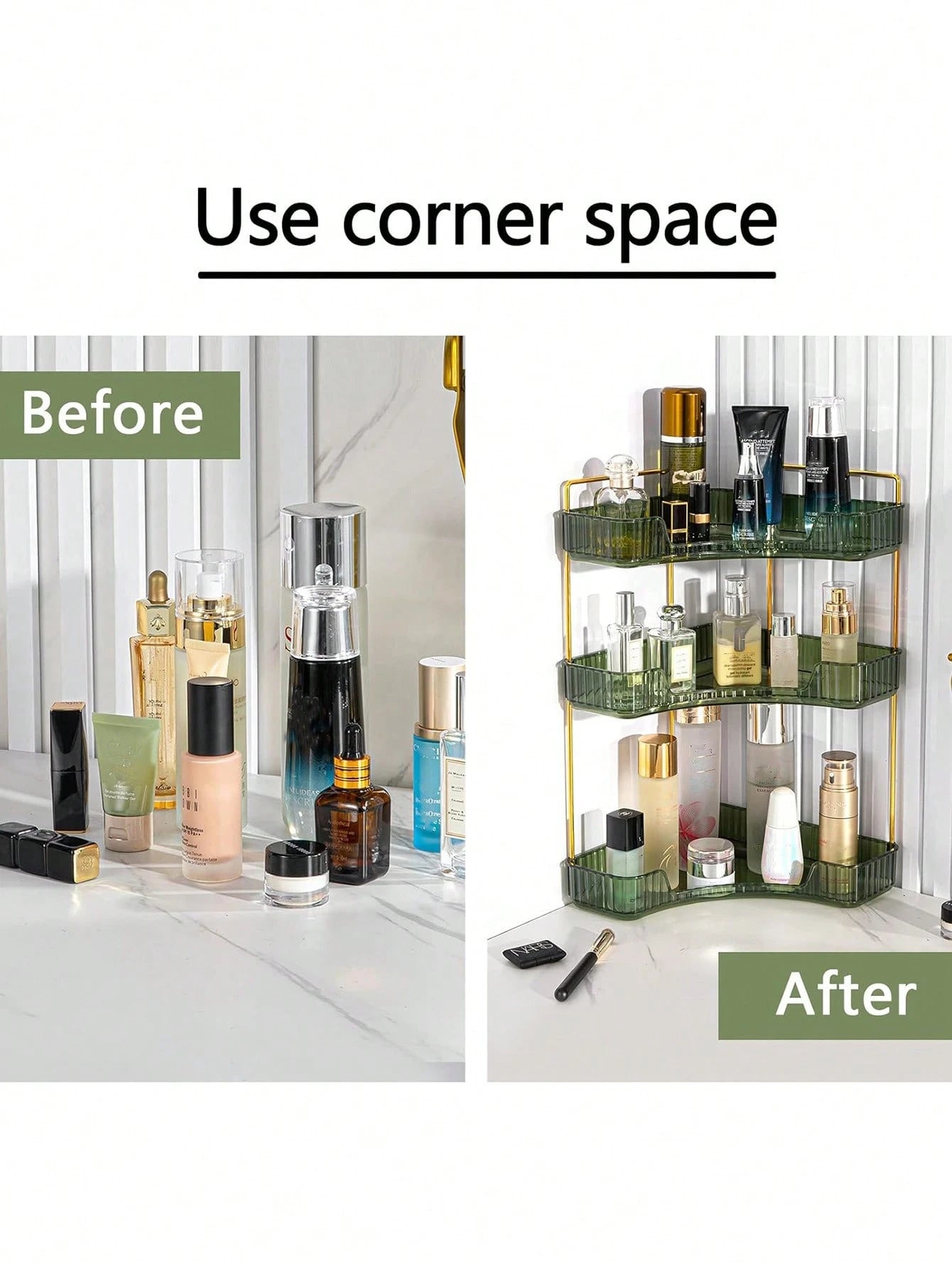 3layer Corner Standing Racks, Independent Plastic 3-Layer Cosmetics And Bathroom Finishing Racks, Suitable For Tables And Kitchen Storage