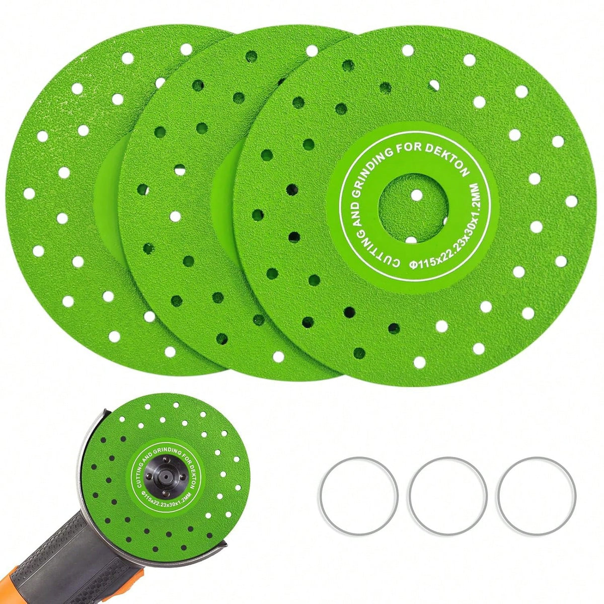 3PCS 4.5" Ultra Thin Diamond Grinding Discs Air Brazed Cutting Blades For Ceramic/Glass/Marble/Granite Angle Grinder Saw Blade Set (3)