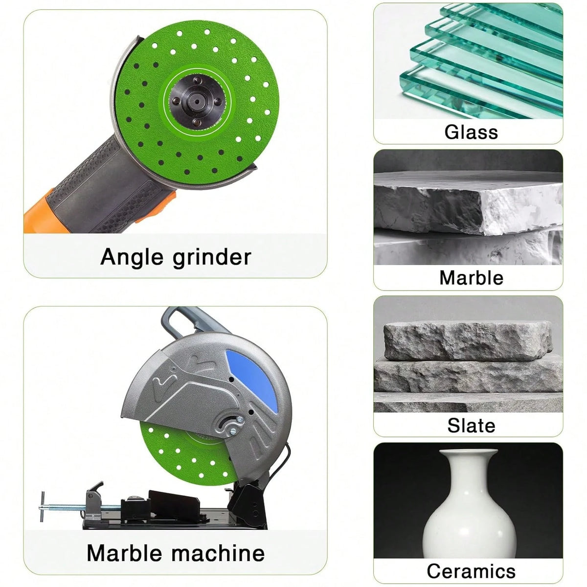3PCS 4.5" Ultra Thin Diamond Grinding Discs Air Brazed Cutting Blades For Ceramic/Glass/Marble/Granite Angle Grinder Saw Blade Set (3)