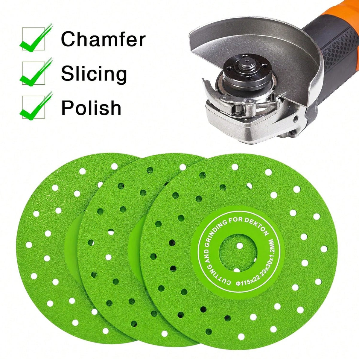 3PCS 4.5" Ultra Thin Diamond Grinding Discs Air Brazed Cutting Blades For Ceramic/Glass/Marble/Granite Angle Grinder Saw Blade Set (3)