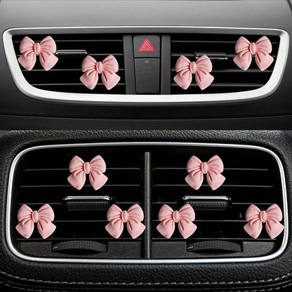 3pcs/4pcs/6pcs Cute Pink Bowknot Car Interior Accessories, Car Air Vent Clip Decor