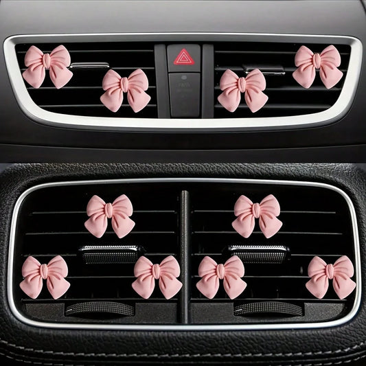3pcs/4pcs/6pcs Cute Pink Bowknot Car Interior Accessories, Car Air Vent Clip Decor