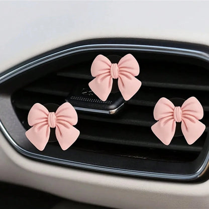 3pcs/4pcs/6pcs Cute Pink Bowknot Car Interior Accessories, Car Air Vent Clip Decor