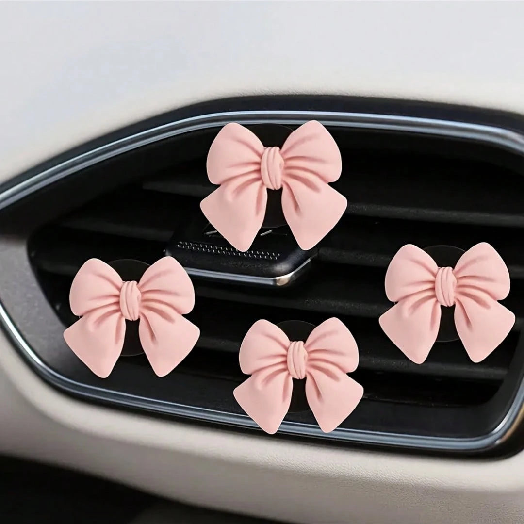3pcs/4pcs/6pcs Cute Pink Bowknot Car Interior Accessories, Car Air Vent Clip Decor