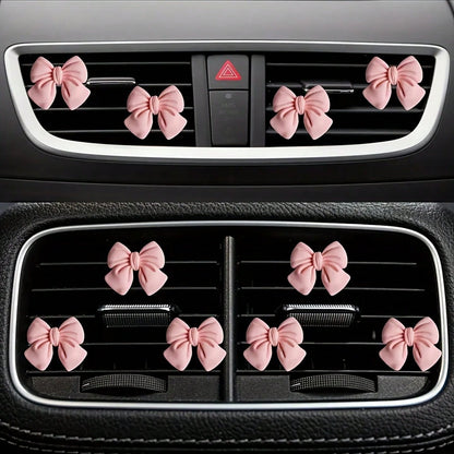 3pcs/4pcs/6pcs Cute Pink Bowknot Car Interior Accessories, Car Air Vent Clip Decor
