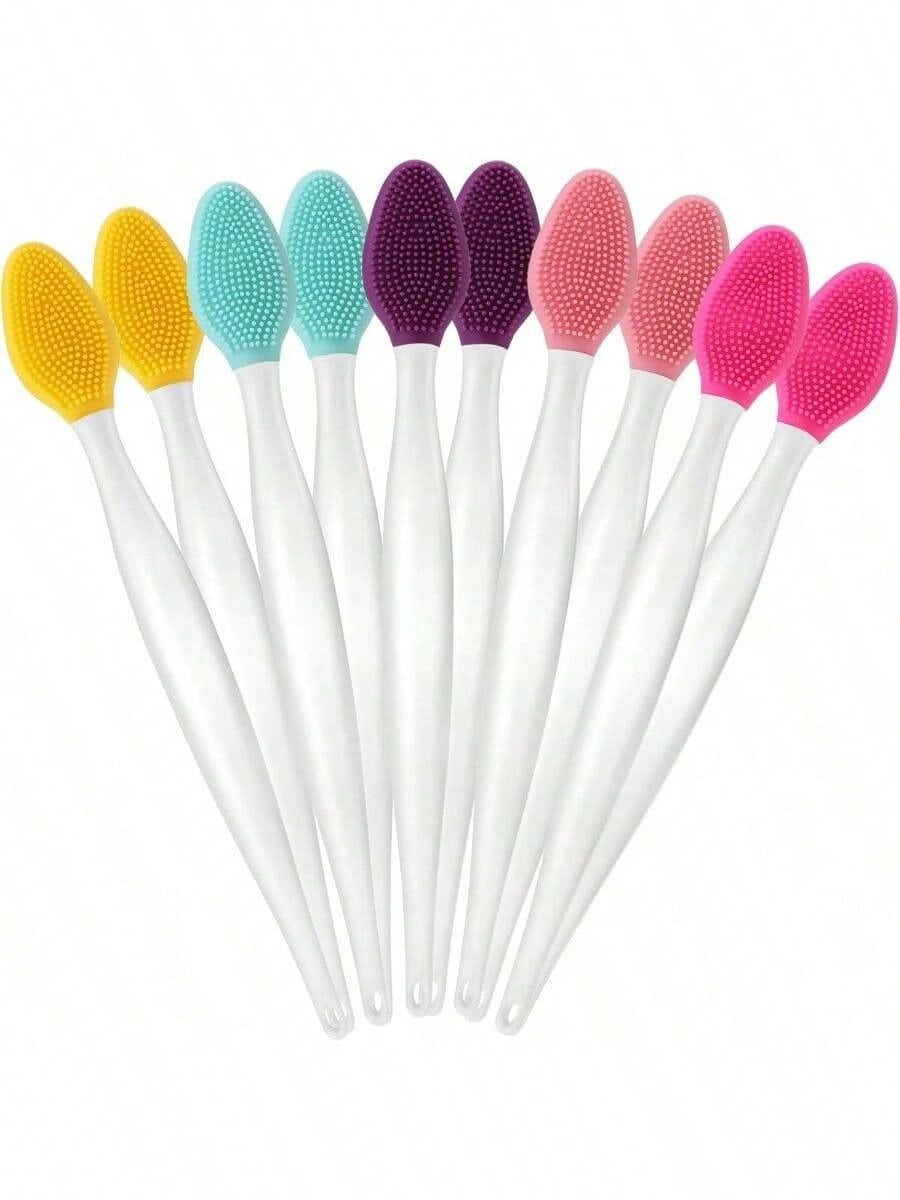 3pcs 5pcs 10pcs Random Color Lip Scrub Brush Double-Sided Silicone Exfoliating Tool Mini Soft ​Lip Brush Cleaner For Men Women Lightening Dark Lips Smoother Fuller Lip Appearance