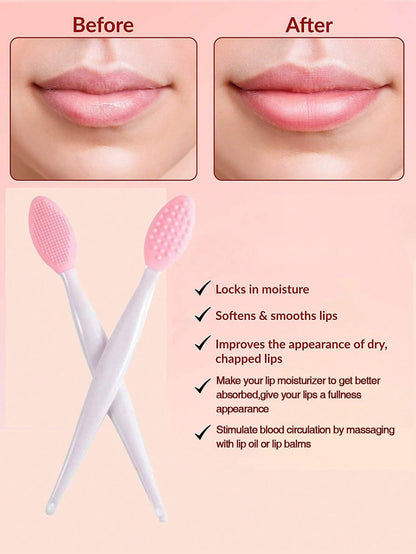 3pcs 5pcs 10pcs Random Color Lip Scrub Brush Double-Sided Silicone Exfoliating Tool Mini Soft ​Lip Brush Cleaner For Men Women Lightening Dark Lips Smoother Fuller Lip Appearance
