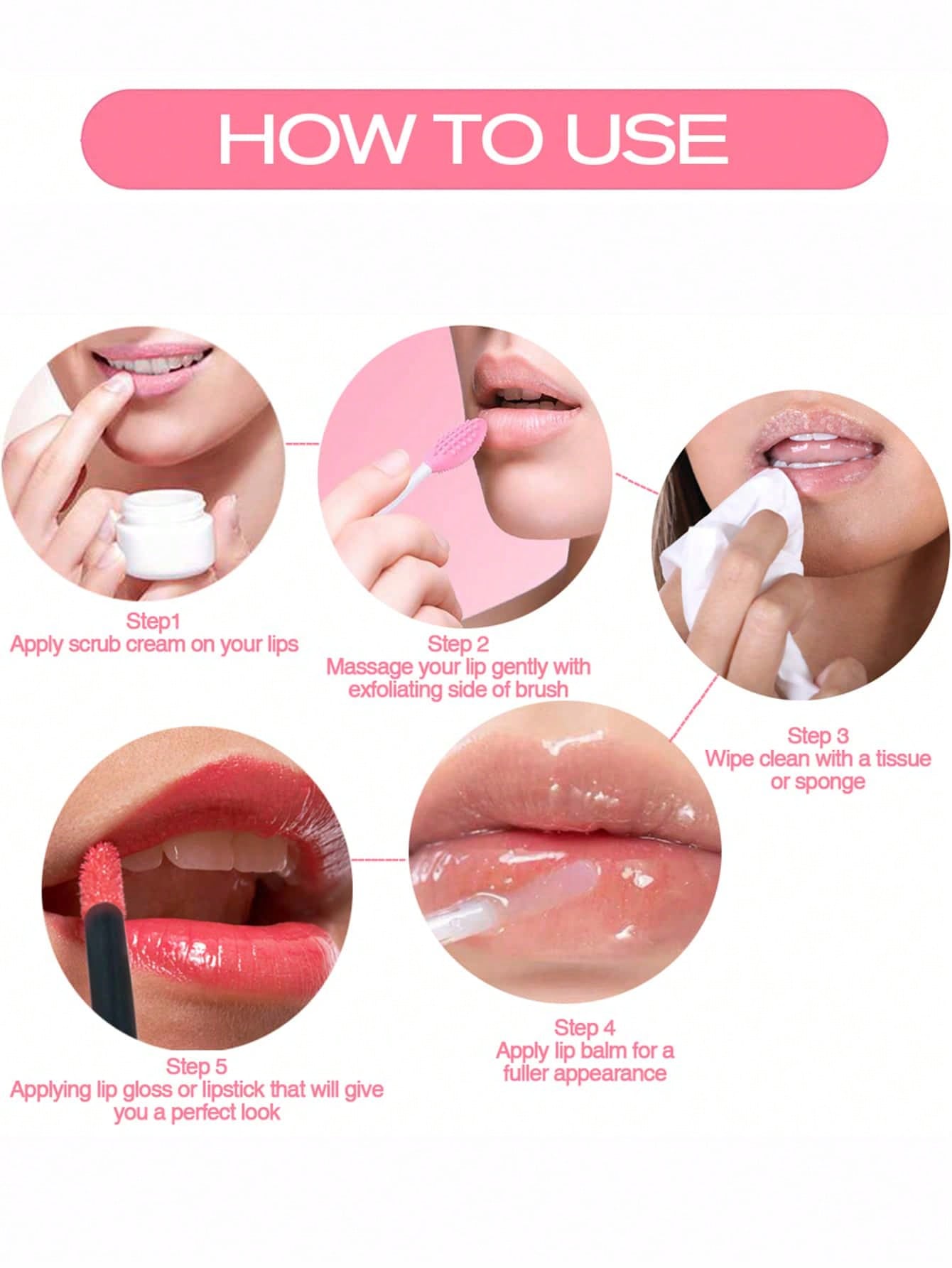 3pcs 5pcs 10pcs Random Color Lip Scrub Brush Double-Sided Silicone Exfoliating Tool Mini Soft ​Lip Brush Cleaner For Men Women Lightening Dark Lips Smoother Fuller Lip Appearance