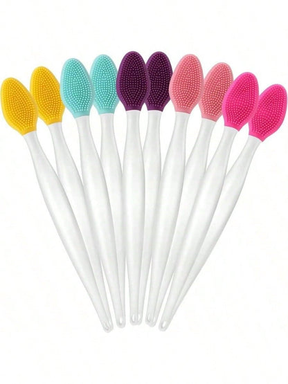 3pcs 5pcs 10pcs Random Color Lip Scrub Brush Double-Sided Silicone Exfoliating Tool Mini Soft ​Lip Brush Cleaner For Men Women Lightening Dark Lips Smoother Fuller Lip Appearance
