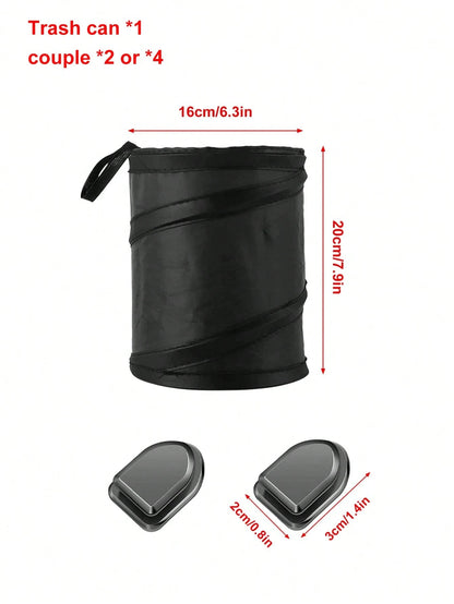 3pcs/5pcs Car Hanging Foldable Trash Can, Waterproof Leak-Proof + Hidden Multi-Function Backseat Hanger, Car Garbage Bag Hanging Organizer, Oxford Cloth Collapsible Trash Bag, Car Accessories, Car Dec