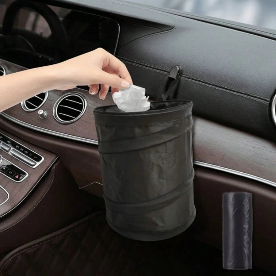 3pcs/5pcs Car Hanging Foldable Trash Can, Waterproof Leak-Proof + Hidden Multi-Function Backseat Hanger, Car Garbage Bag Hanging Organizer, Oxford Cloth Collapsible Trash Bag, Car Accessories, Car Dec
