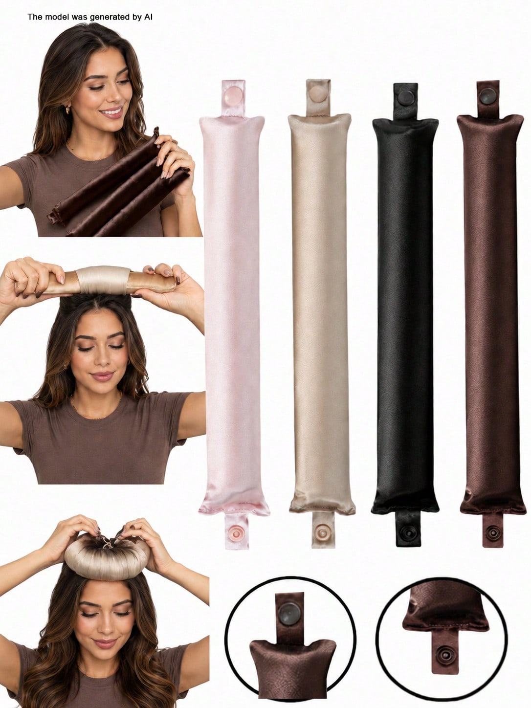 3pcs/9pcs Heatless Curling Rod Set For Women, Satin Material, Includes Curling Rods, Headband Curling Rods And Electric Curling Rods, Built-In Flexible Metal Wire, Can Be Used While Sleeping, High Reb
