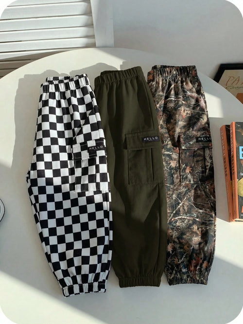 3pcs Baby Boy Casual Camouflage, Plaid, Solid Color Cargo Pants, Cargo Pants Set, Suitable For Summer, Spring, Autumn