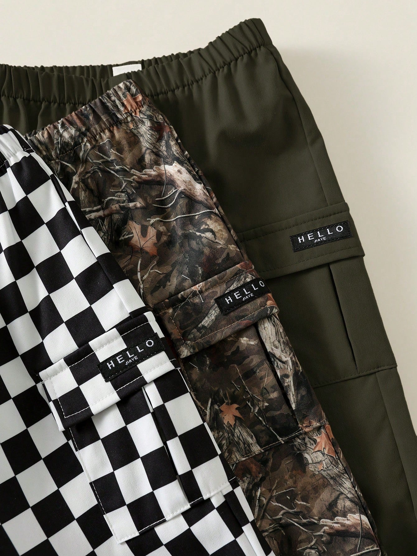 3pcs Baby Boy Casual Camouflage, Plaid, Solid Color Cargo Pants, Cargo Pants Set, Suitable For Summer, Spring, Autumn