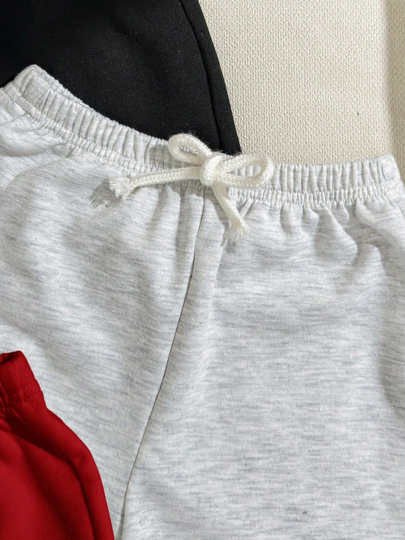 3pcs Baby Boy/Girl Decorative Woven Tape Elastic Waist Sport Shorts Set