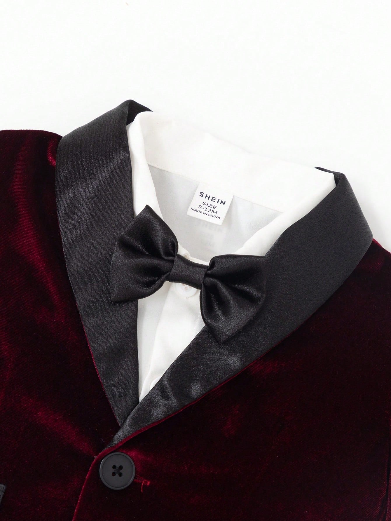 3pcs Baby Boys' Formal Outfit,Long Sleeve Jacket,Pants Bowknot,Wedding Guest Burgundy White Black Summer Luxury Set For Birthday,Christening,Page Boy