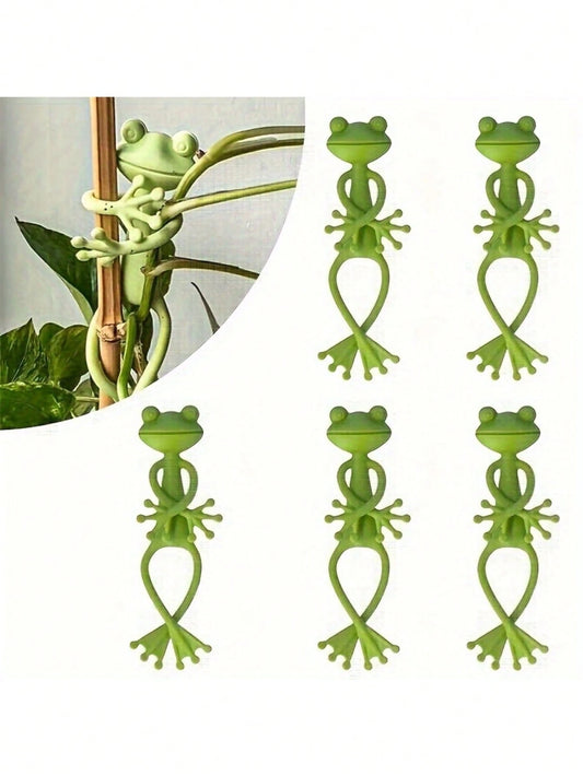 3pcs Creative Frog Plant Stand, Funny Green Frog Plant Holder, Frog Plant Fixture, Frog Plant Support, Vine Vertical Climbing Assist Clip, Suitable For Gardening/Potted Plants/Plant Decor