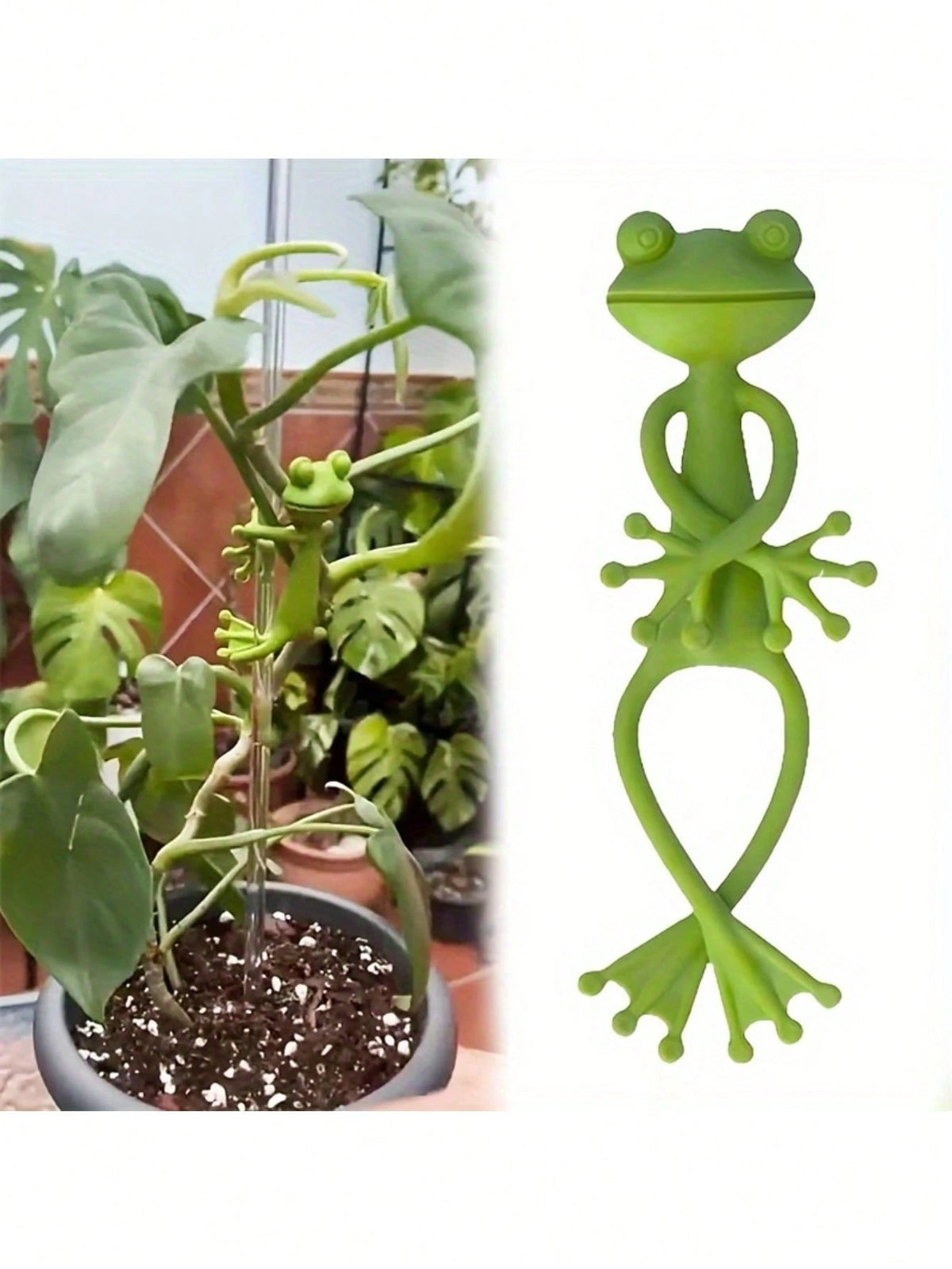 3pcs Creative Frog Plant Stand, Funny Green Frog Plant Holder, Frog Plant Fixture, Frog Plant Support, Vine Vertical Climbing Assist Clip, Suitable For Gardening/Potted Plants/Plant Decor