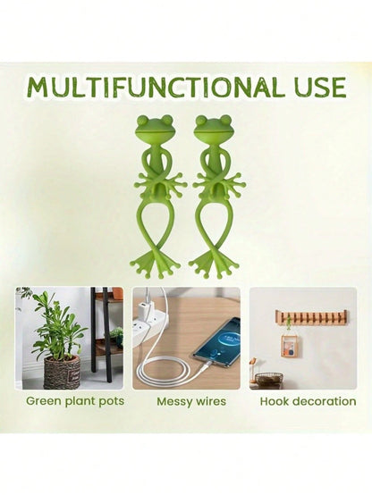 3pcs Creative Frog Plant Stand, Funny Green Frog Plant Holder, Frog Plant Fixture, Frog Plant Support, Vine Vertical Climbing Assist Clip, Suitable For Gardening/Potted Plants/Plant Decor