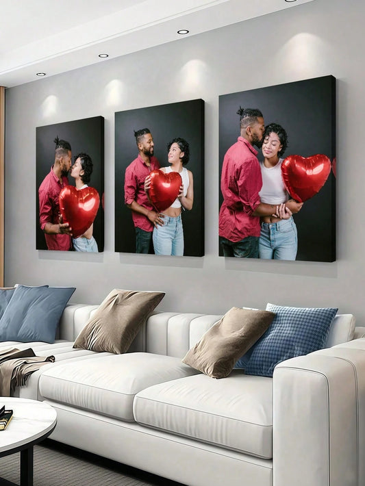 3pcs Customized Canvas Printed Frameless Wall Poster, Comfortable Framed Canvas Art, Suitable For Easter, Wedding, Mother's Day, Father's Day, Valentine's Day, Room Decor, Bedroom Decor, Personalized