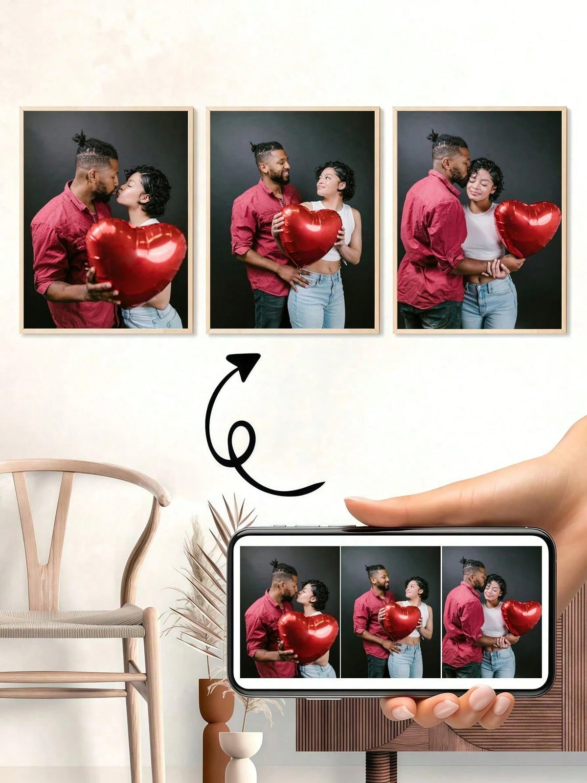 3pcs Customized Canvas Printed Frameless Wall Poster, Comfortable Framed Canvas Art, Suitable For Easter, Wedding, Mother's Day, Father's Day, Valentine's Day, Room Decor, Bedroom Decor, Personalized