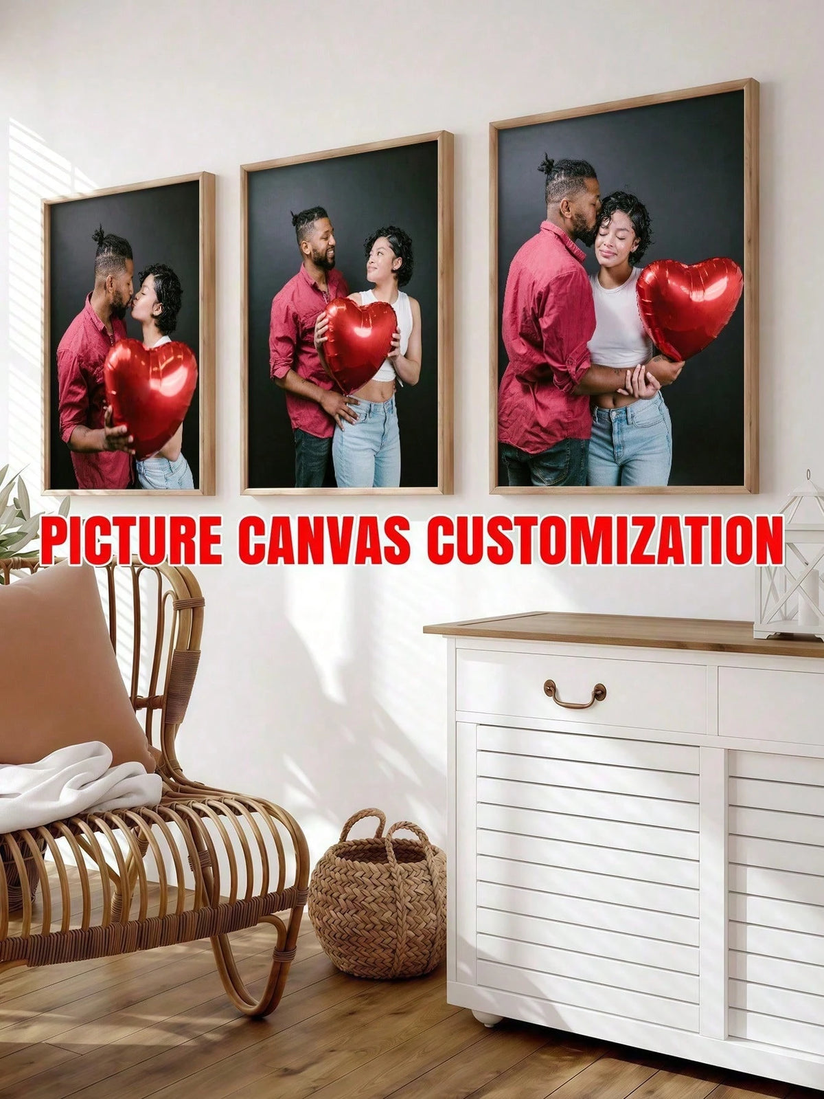 3pcs Customized Canvas Printed Frameless Wall Poster, Comfortable Framed Canvas Art, Suitable For Easter, Wedding, Mother's Day, Father's Day, Valentine's Day, Room Decor, Bedroom Decor, Personalized