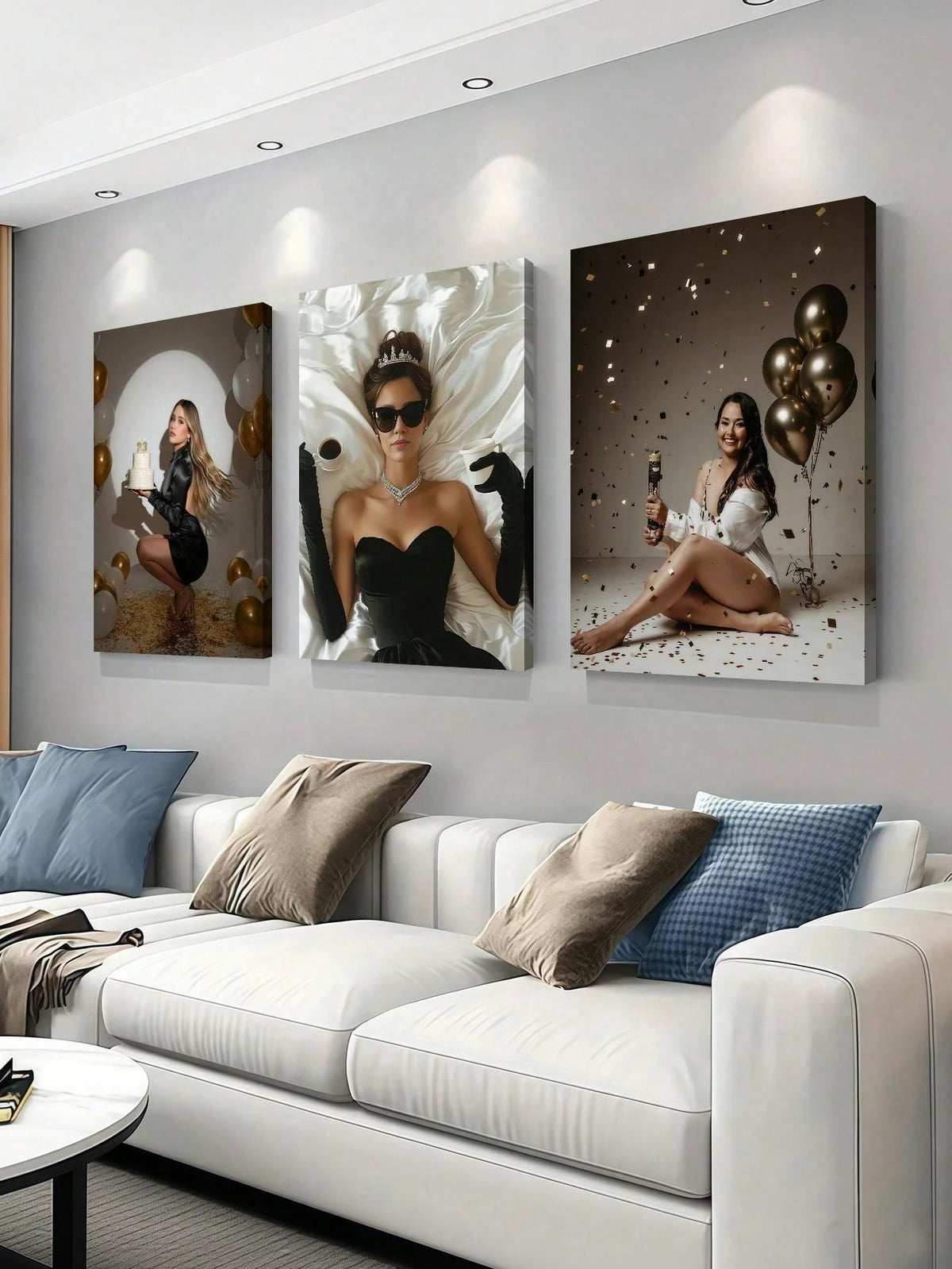 3pcs Customized Canvas Printed Frameless Wall Poster, Comfortable Framed Canvas Art, Suitable For Easter, Wedding, Mother's Day, Father's Day, Valentine's Day, Room Decor, Bedroom Decor, Personalized