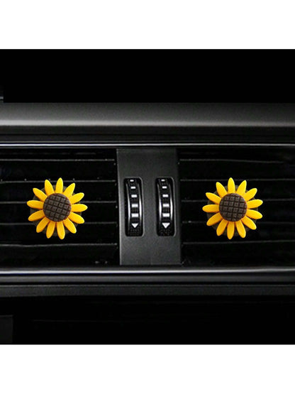 3pcs Cute Sunflower Car Vent Air Freshener Clip Car Interior Air Conditioning Decoration Supplies