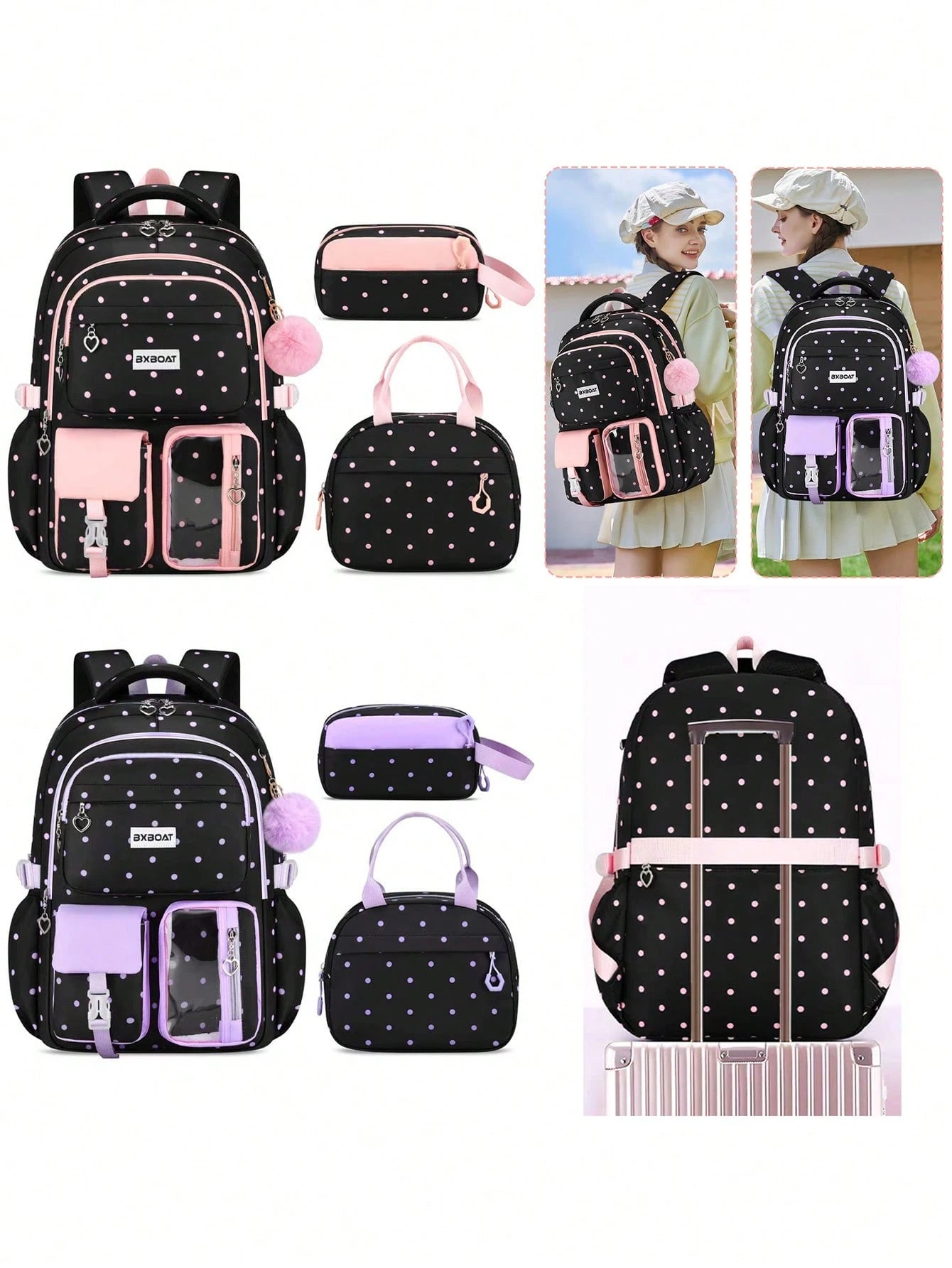 3PCS Girls Backpack Handbag Pencil Case Set, Backpacks For Girls, School Bag For Girls, 15.6 Inch Laptop Backpack, Birthday Gift, Outdoor Camping Beach Travel Bag, Large Capacity Multi-Pocket, Smooth