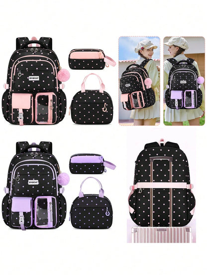 3PCS Girls Backpack Handbag Pencil Case Set, Backpacks For Girls, School Bag For Girls, 15.6 Inch Laptop Backpack, Birthday Gift, Outdoor Camping Beach Travel Bag, Large Capacity Multi-Pocket, Smooth