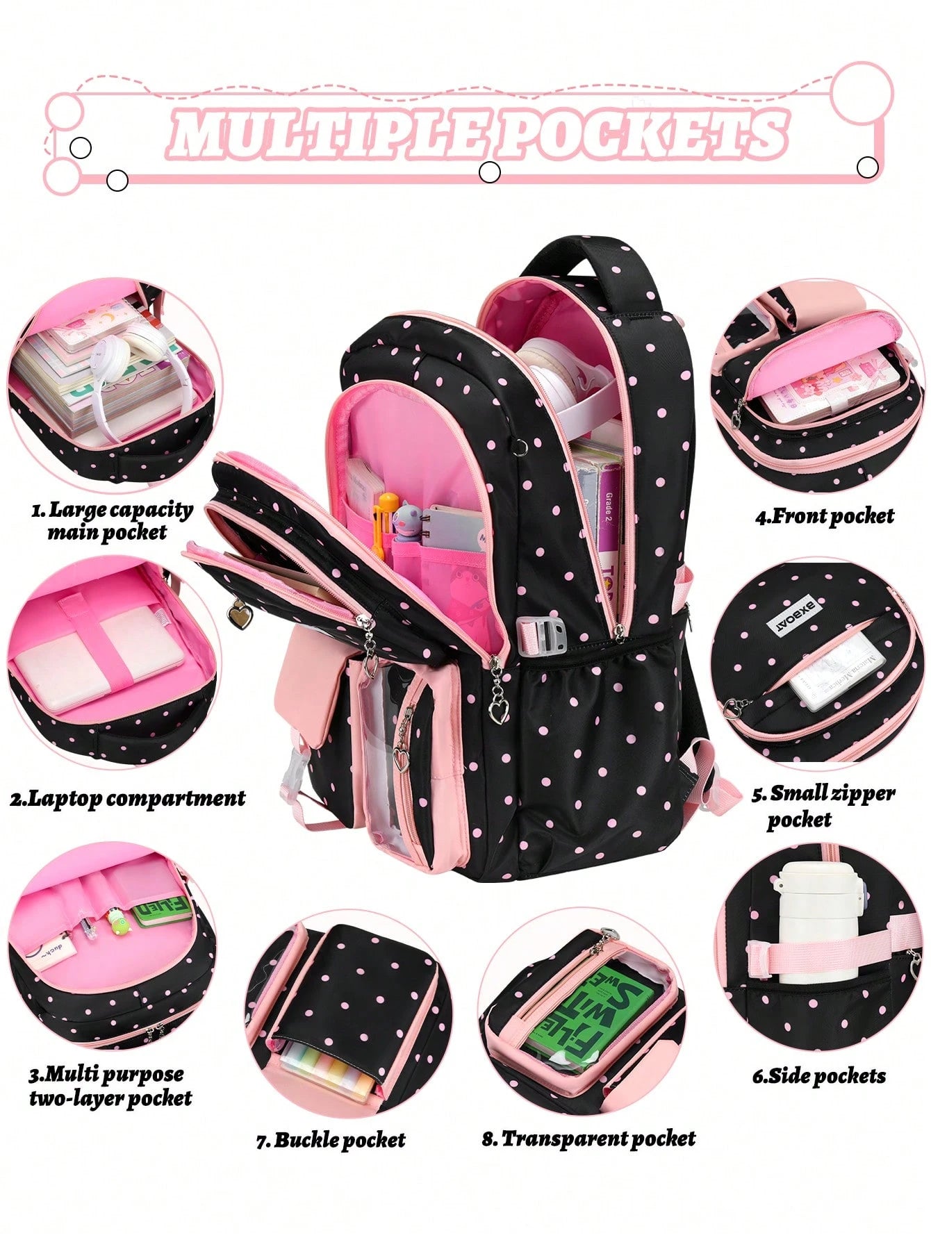3PCS Girls Backpack Handbag Pencil Case Set, Backpacks For Girls, School Bag For Girls, 15.6 Inch Laptop Backpack, Birthday Gift, Outdoor Camping Beach Travel Bag, Large Capacity Multi-Pocket, Smooth