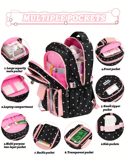 3PCS Girls Backpack Handbag Pencil Case Set, Backpacks For Girls, School Bag For Girls, 15.6 Inch Laptop Backpack, Birthday Gift, Outdoor Camping Beach Travel Bag, Large Capacity Multi-Pocket, Smooth