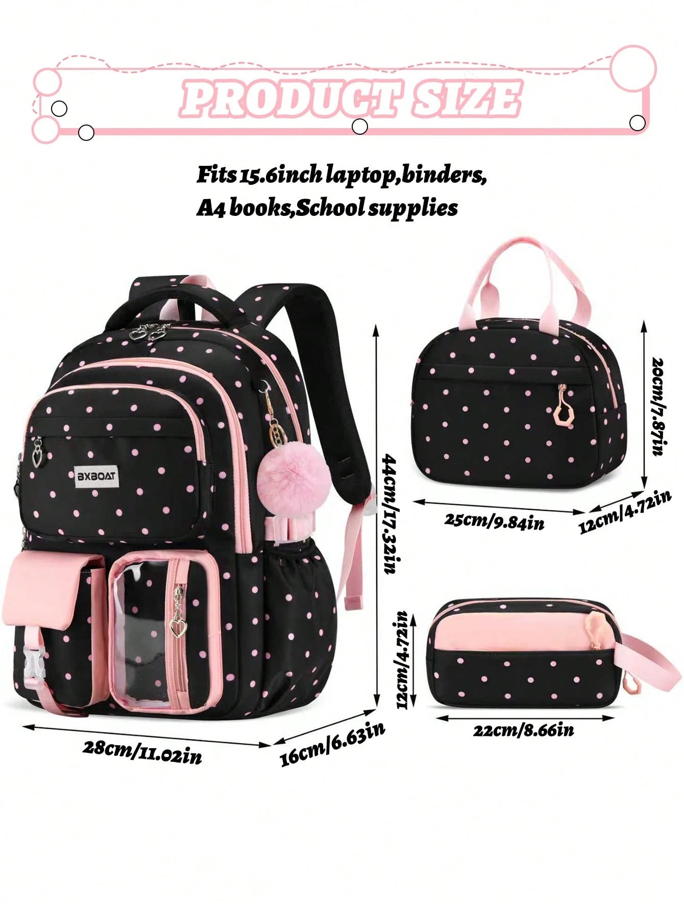 3PCS Girls Backpack Handbag Pencil Case Set, Backpacks For Girls, School Bag For Girls, 15.6 Inch Laptop Backpack, Birthday Gift, Outdoor Camping Beach Travel Bag, Large Capacity Multi-Pocket, Smooth
