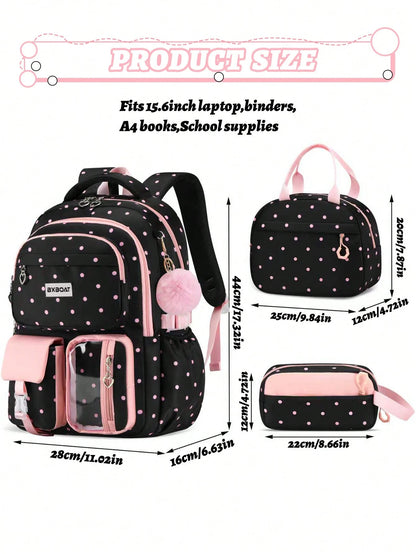 3PCS Girls Backpack Handbag Pencil Case Set, Backpacks For Girls, School Bag For Girls, 15.6 Inch Laptop Backpack, Birthday Gift, Outdoor Camping Beach Travel Bag, Large Capacity Multi-Pocket, Smooth