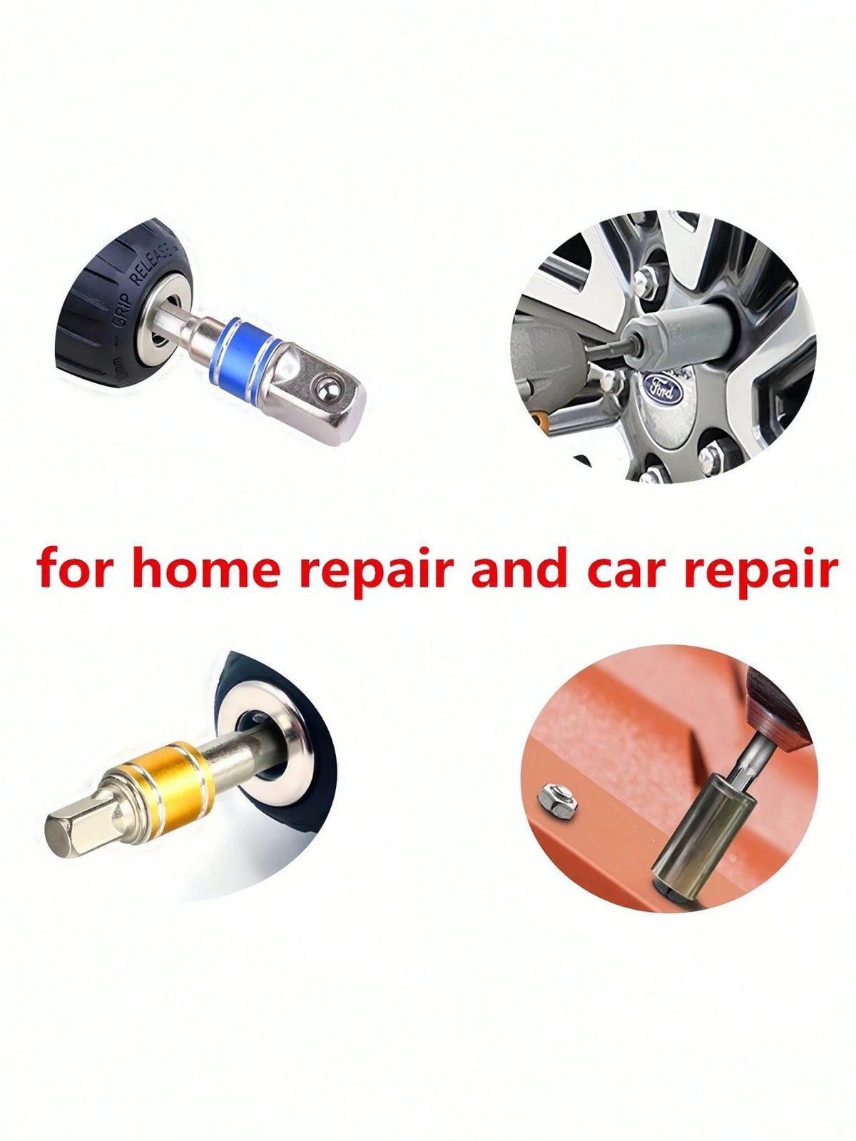 3Pcs Impact Grade Socket Adapter Set, Steel Hex Shank To Square Socket Drill Bits For Power Drills, Cordless Impact Driver With Color-Coded Rings, Home And Car Repair Tools