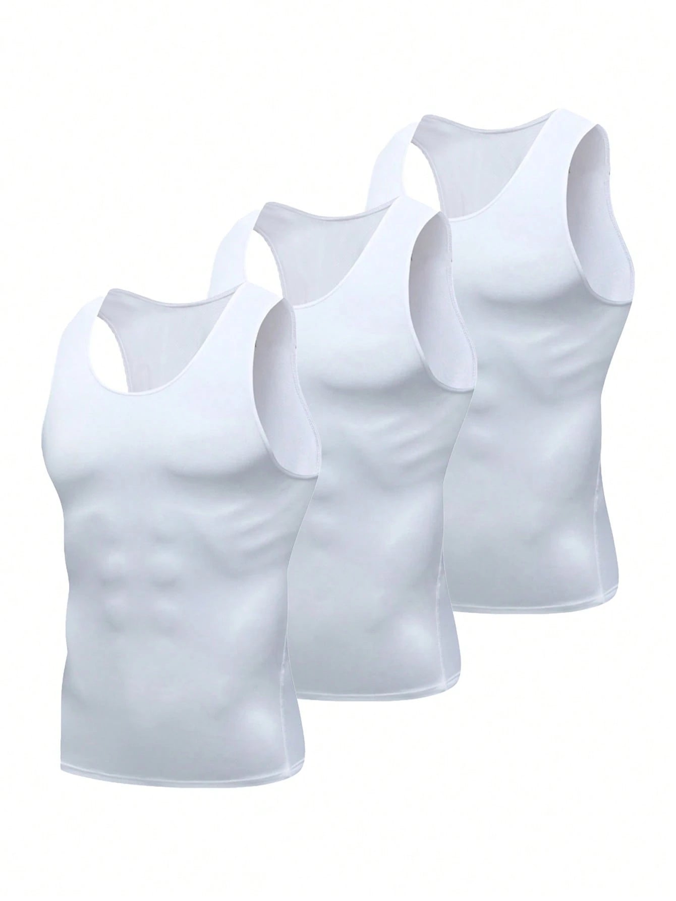 3pcs/Pack Men's Black, White, Grey Compression Tank Tops, Milk Silk High Elastic Fabric, Comfortable And Skin-Friendly, Suitable For Outdoor, Fitness Training, Running, Basketball, Football And Other