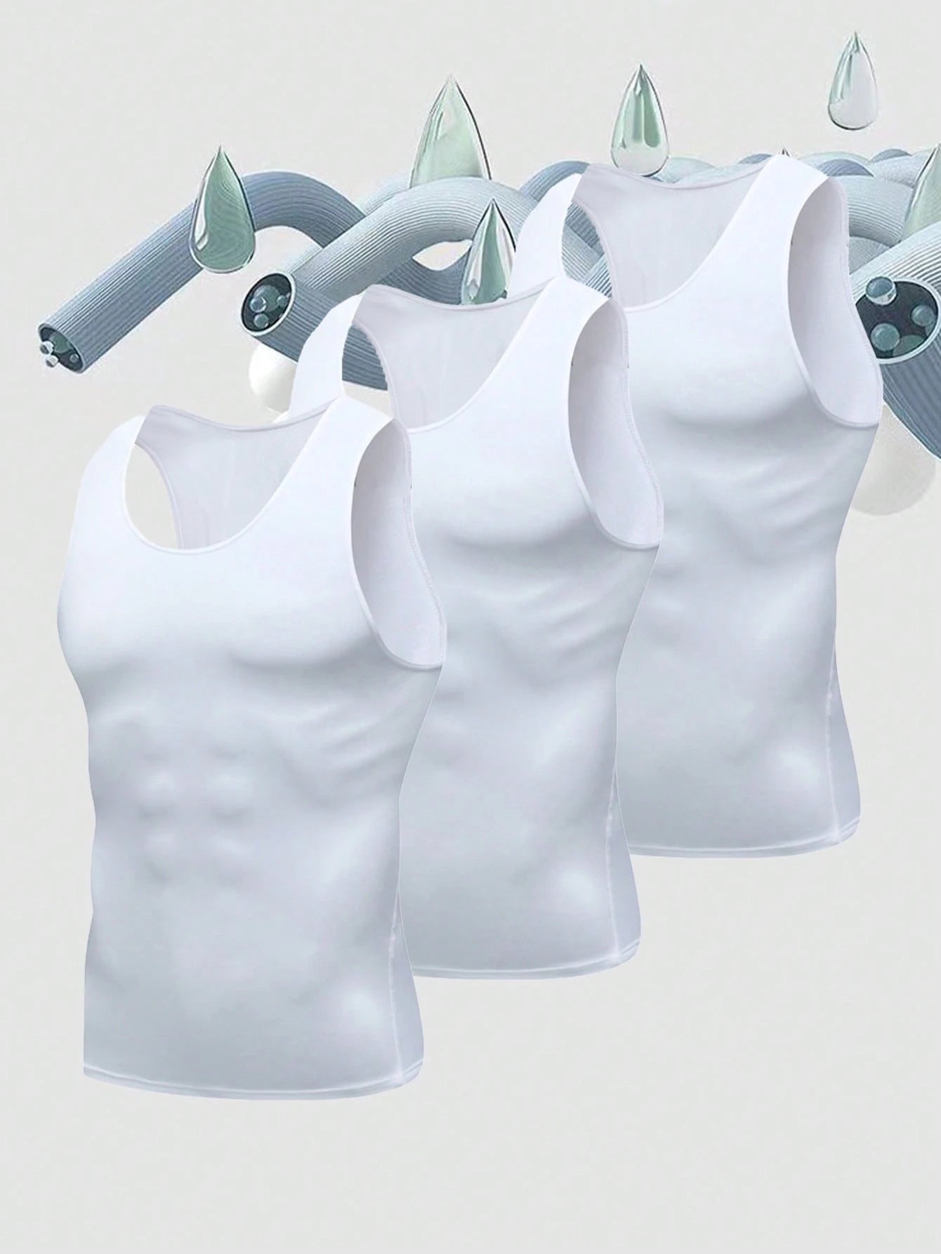 3pcs/Pack Men's Black, White, Grey Compression Tank Tops, Milk Silk High Elastic Fabric, Comfortable And Skin-Friendly, Suitable For Outdoor, Fitness Training, Running, Basketball, Football And Other