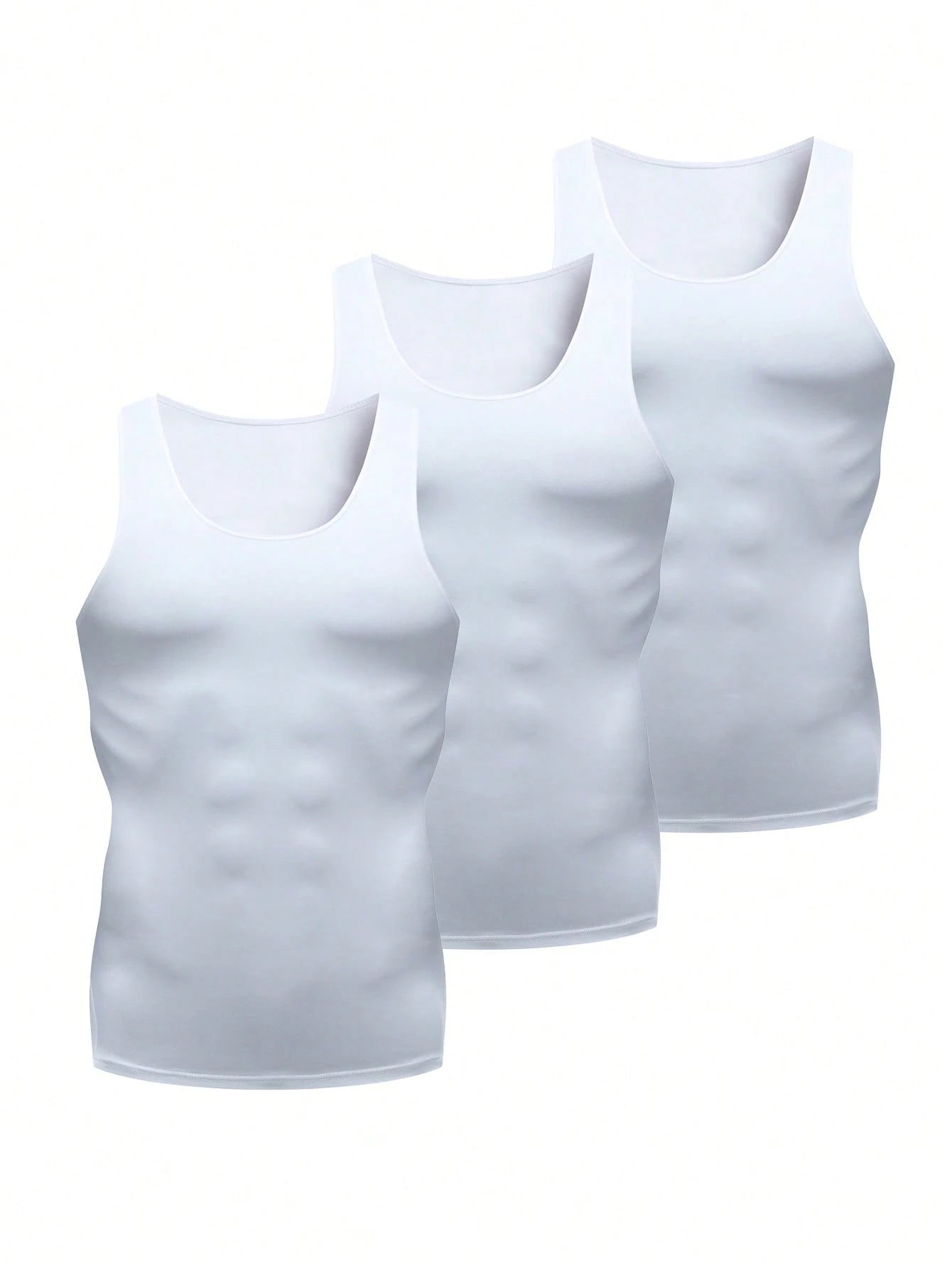 3pcs/Pack Men's Black, White, Grey Compression Tank Tops, Milk Silk High Elastic Fabric, Comfortable And Skin-Friendly, Suitable For Outdoor, Fitness Training, Running, Basketball, Football And Other