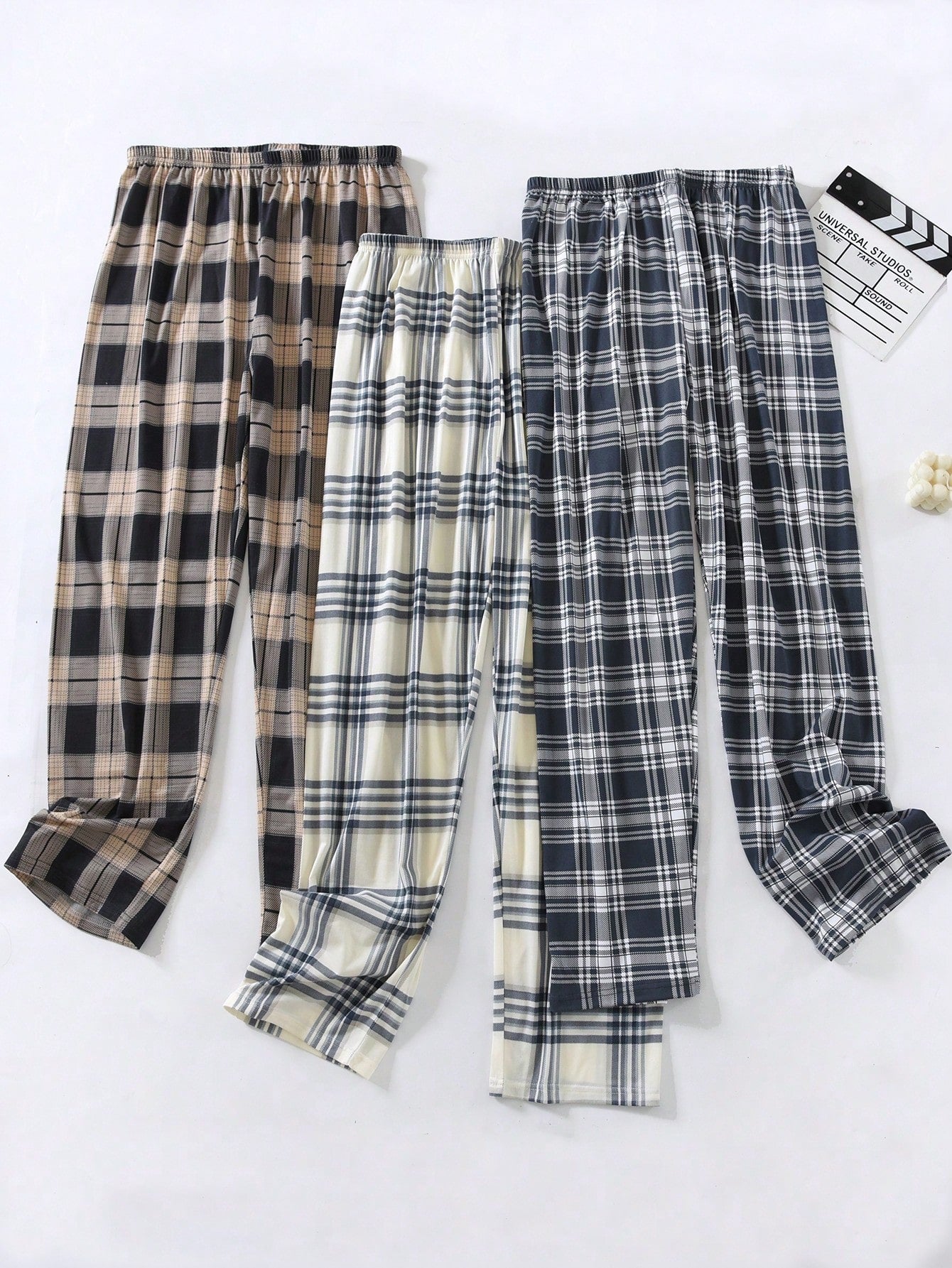 3pcs Pack Men's Plaid Pajama Pants, Regular Thickness, Casual Loose Fit Sleepwear Trousers Suitable For Spring & Autumn, Winter Clothes