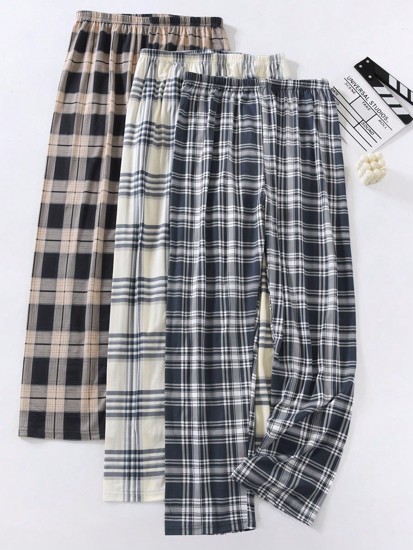 3pcs Pack Men's Plaid Pajama Pants, Regular Thickness, Casual Loose Fit Sleepwear Trousers Suitable For Spring & Autumn, Winter Clothes