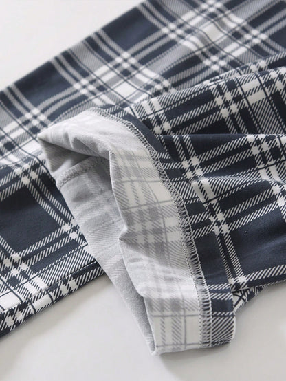 3pcs Pack Men's Plaid Pajama Pants, Regular Thickness, Casual Loose Fit Sleepwear Trousers Suitable For Spring & Autumn, Winter Clothes