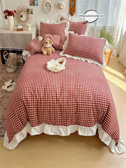 3pcs Plaid Floral Print Bedding Set Including Duvet Cover And Pillowcases (No Filler), Soft And Breathable Fabric Suitable For All Seasons, Duvet Cover With Zipper For Easy Washing,Fall Decor,Autumn D