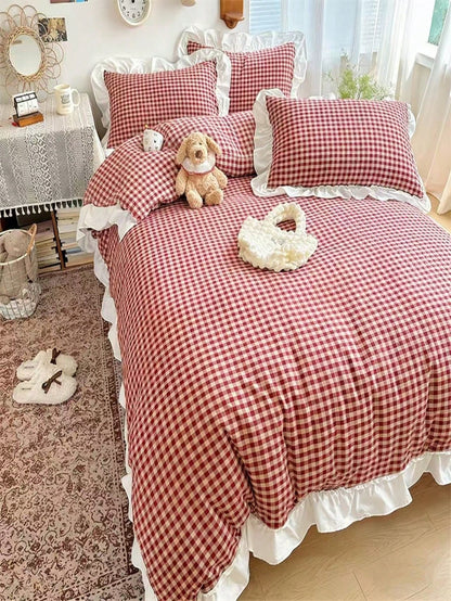 3pcs Plaid Floral Print Bedding Set Including Duvet Cover And Pillowcases (No Filler), Soft And Breathable Fabric Suitable For All Seasons, Duvet Cover With Zipper For Easy Washing,Fall Decor,Autumn D
