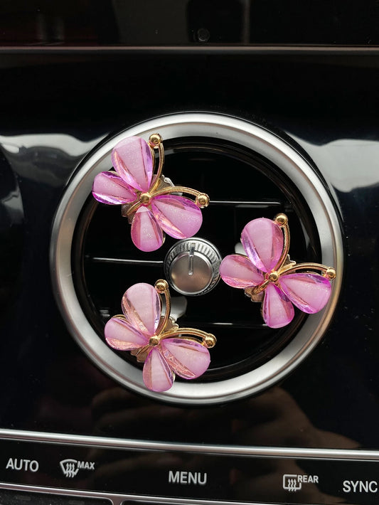 3pcs Purple Butterfly Shaped Car Vent Clips Air Conditioner Decoration