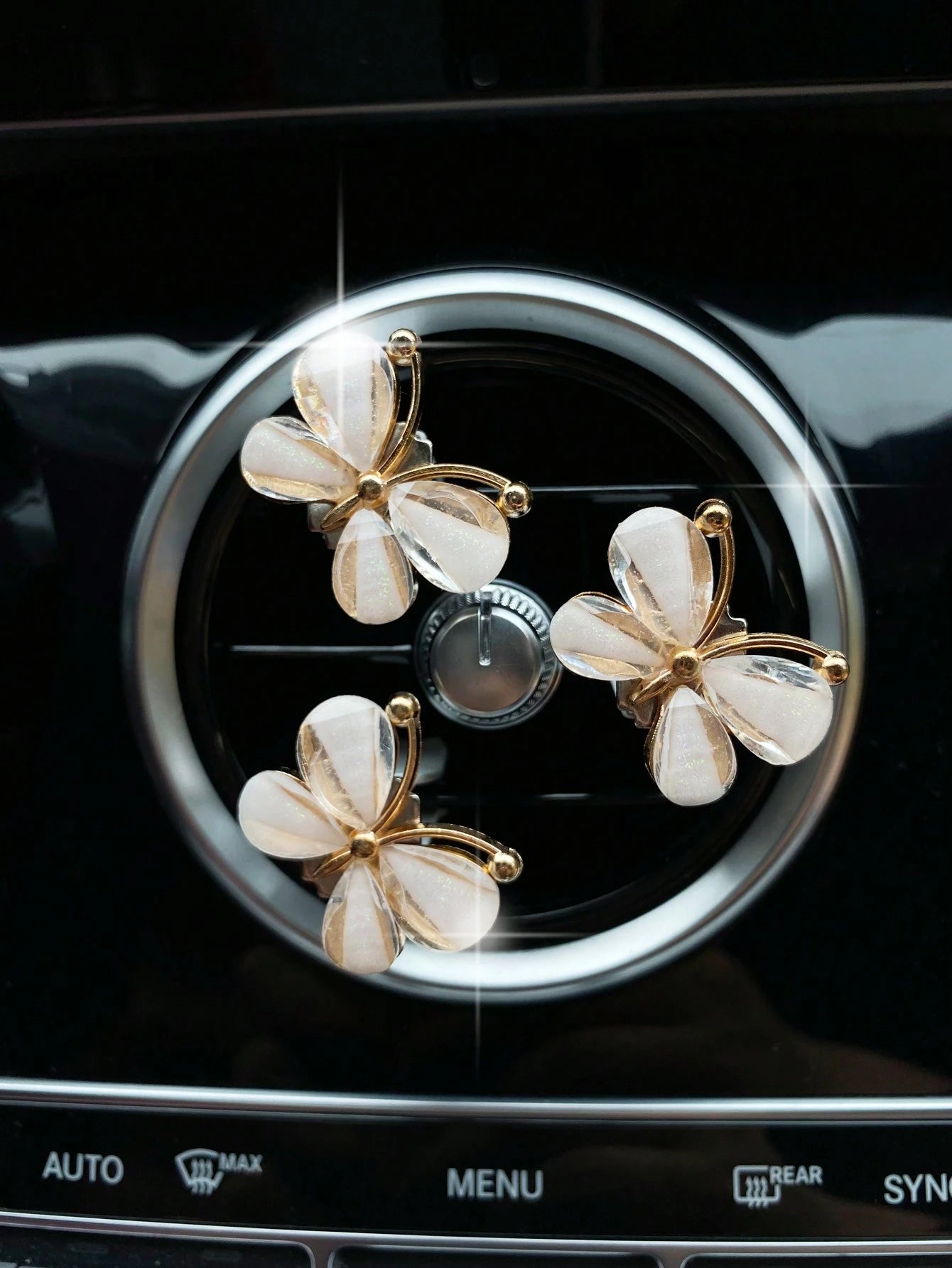 3pcs Purple Butterfly Shaped Car Vent Clips Air Conditioner Decoration